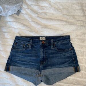 J. Crew Dark Blue Denim Roll-Cuff Jean Shorts